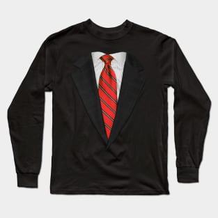 Red Suit Up! Realistic Suit and Tie Casual Graphic for Zoom Long Sleeve T-Shirt